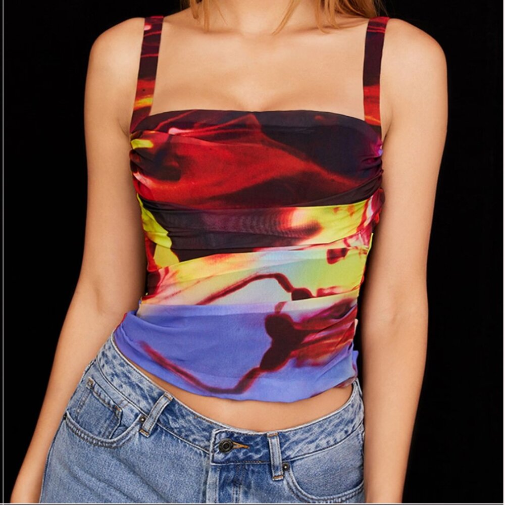 'Anna' printed longline gathered corset